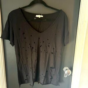 Distressed open back tshirt